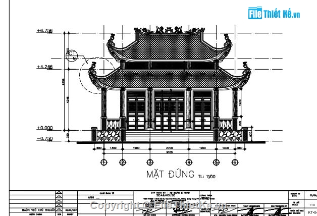 bản vẽ miếu thờ,kiến trúc nhà thờ,bản vẽ autocad miếu thờ,CAD Miếu Thờ 2 mái